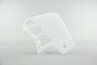 Right Side UFO White Radiator Shroud Set replacement plastics for 90-01 Honda CR500 dirt bikes.