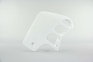 Left Side UFO White Radiator Shroud Set replacement plastics for 90-01 Honda CR500 dirt bikes.