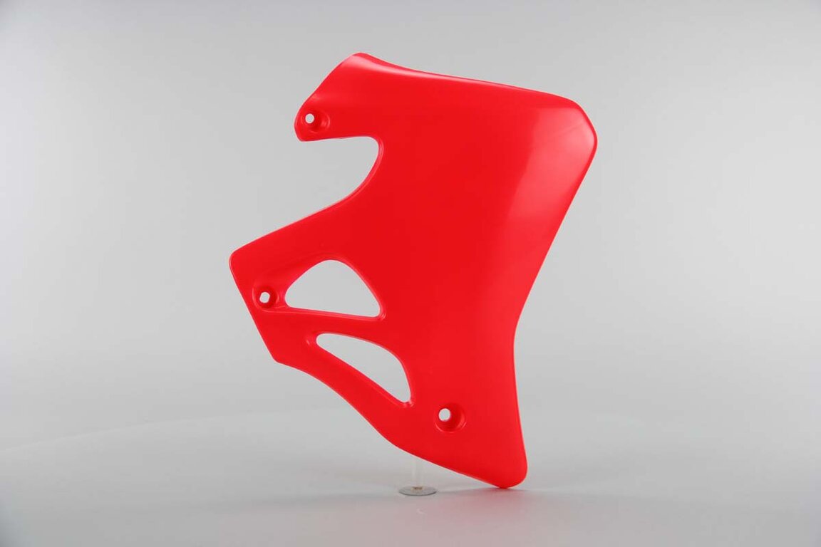 Right Side UFO Red Radiator Shroud Set replacement plastics for 95-97 Honda CR125, CR250 dirt bikes.