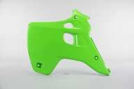 Left Side UFO Green Radiator Shroud Set replacement plastics for 92-93 Kawasaki KX dirt bikes.