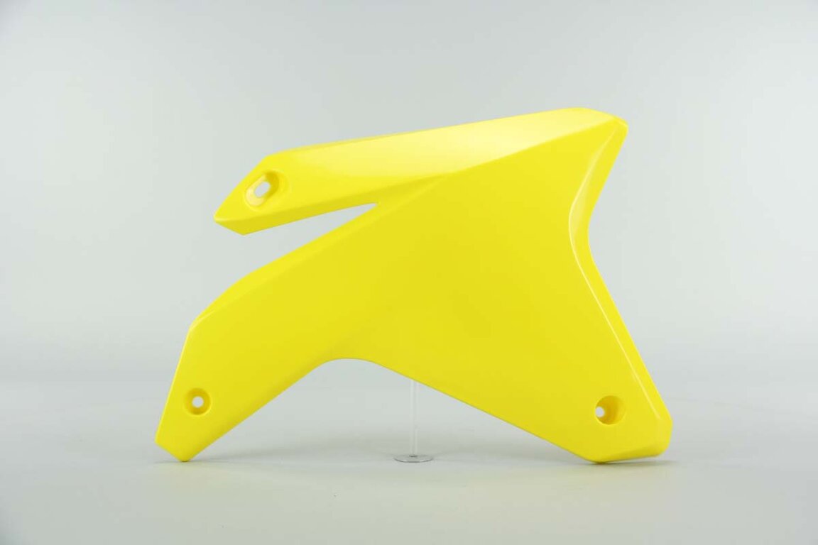 Right Side Polisport Yellow Radiator Shroud Set replacement plastics for 05-06 Suzuki RMZ450 dirt bikes.