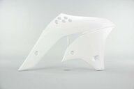 Right Side UFO Black / White Radiator Shroud Set replacement plastics for 06-08 Kawasaki KX450F dirt bikes.