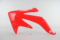 Left Side UFO Red Radiator Shroud Set replacement plastics for 08-17 Honda CRF450 dirt bikes.