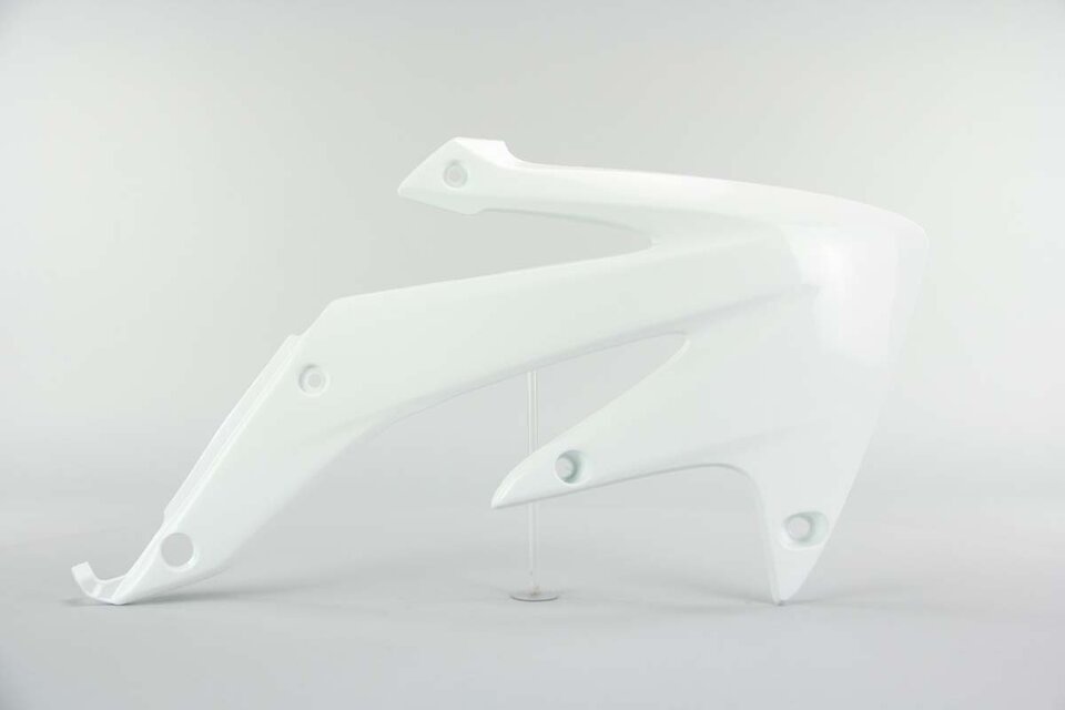 Right Side UFO White Radiator Shroud Set replacement plastics for 08-17 Honda CRF450 dirt bikes.