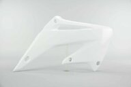 Right Side UFO White Radiator Shroud Set replacement plastics for 02-07 Honda CR125, CR250 dirt bikes.