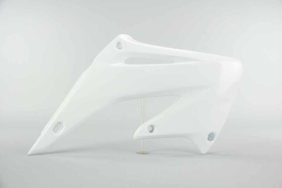 Right Side UFO White Radiator Shroud Set replacement plastics for 02-07 Honda CR125, CR250 dirt bikes.