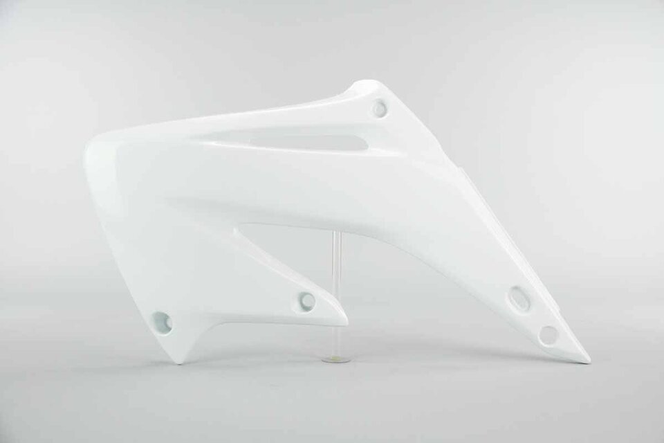 Left Side UFO White Radiator Shroud Set replacement plastics for 02-07 Honda CR125, CR250 dirt bikes.