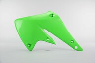 Left Side Polisport Green Radiator Shroud Set replacement plastics for 04-05 Kawasaki KX250F dirt bikes.