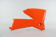 Right Side Polisport Orange Radiator Shroud Set replacement plastics for 01-04 KTM EXC, MXC, SX dirt bikes.