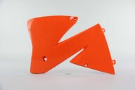 Left Side Polisport Orange Radiator Shroud Set replacement plastics for 01-02 KTM EXC, MXC dirt bikes.