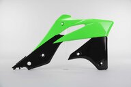 Right Side Polisport Green / Black Radiator Shroud Set replacement plastics for 13-16 Kawasaki KX250F dirt bikes.