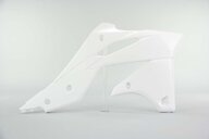 Right Side Polisport White Radiator Shroud Set replacement plastics for 13-16 Kawasaki KX250F dirt bikes.