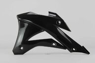 Left Side UFO Black Radiator Shroud Set replacement plastics for 14-21 Kawasaki KX100, KX85 dirt bikes.