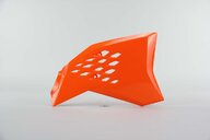 Right Side Polisport Orange Radiator Shroud Set replacement plastics for 09-15 KTM SX65 dirt bikes.