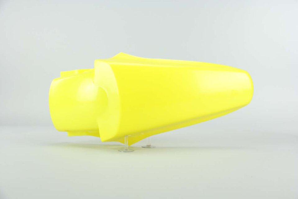 UFO Yellow Rear Fender replacement plastics for 00-24 Suzuki RM80, RM85 dirt bikes 360 view