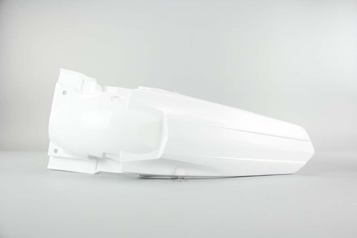 Polisport White Rear Fender replacement plastics for 10-18 Suzuki RMZ250 dirt bikes 360 view