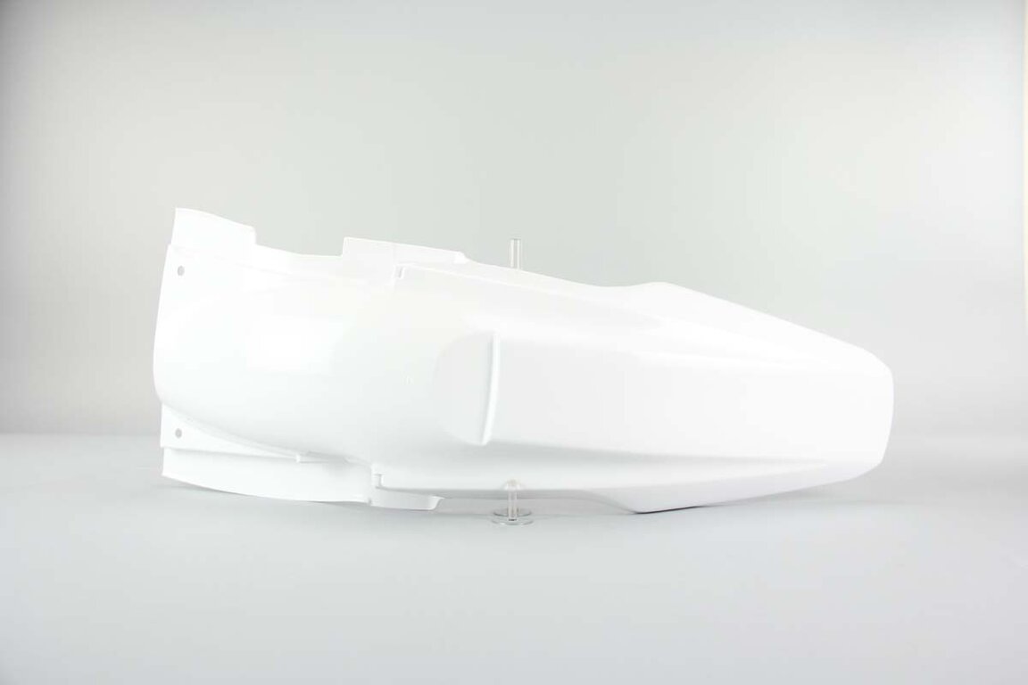 Polisport White Rear Fender replacement plastics for 07-09 Suzuki RMZ250 dirt bikes 360 view