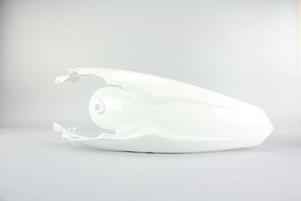 Polisport White / with under fender post Rear Fender replacement plastics for 11-16 KTM EXC, EXCF, SX, SXF, XC, XCF, XCW dirt bikes 360 view