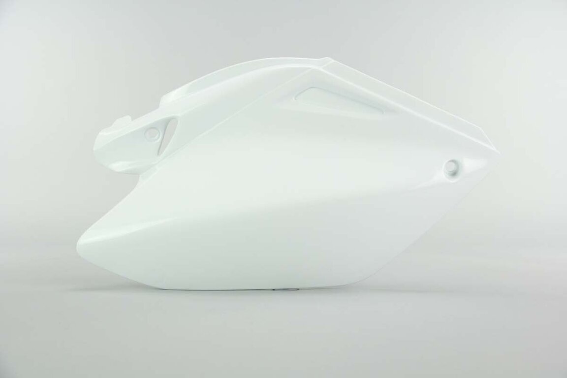 Right Side UFO White Side Number Plates replacement plastics for 04-17 Honda CRF250 dirt bikes.