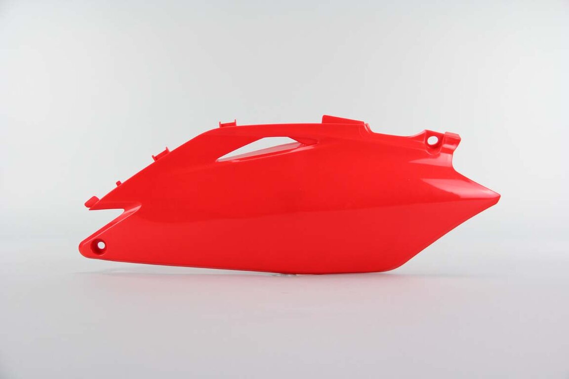 Left Side Polisport Red Side Number Plates replacement plastics for 09-10 Honda CRF250, CRF450 dirt bikes.