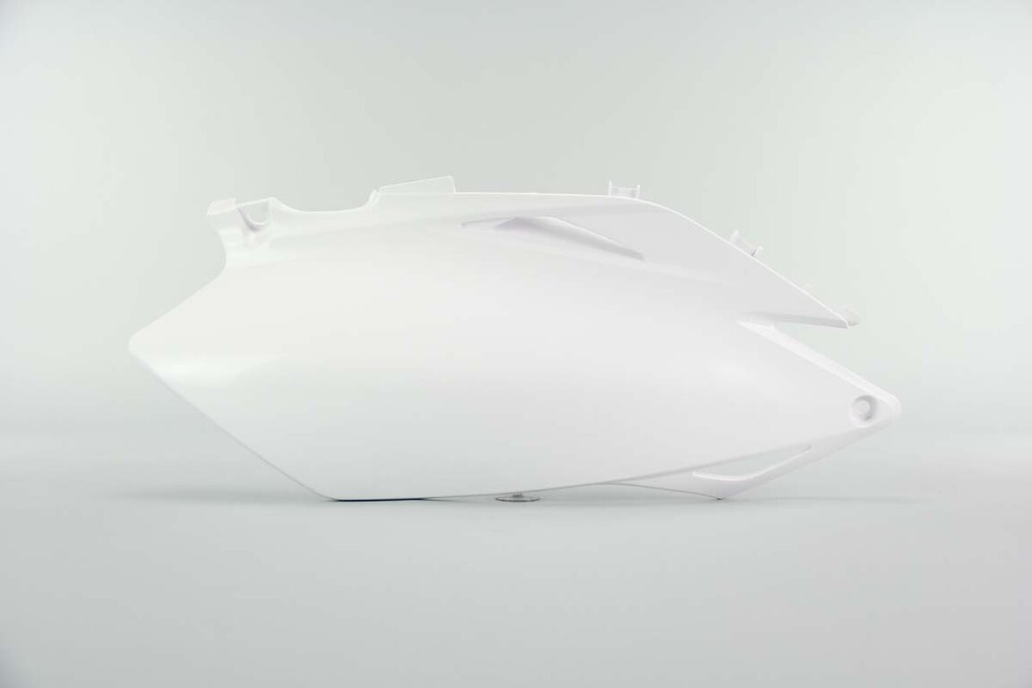 Right Side UFO White Side Number Plates replacement plastics for 09-10 Honda CRF250, CRF450 dirt bikes.