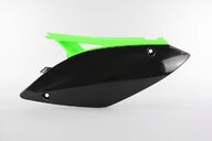 Left Side Polisport Black / Green Side Number Plates replacement plastics for 09-12 Kawasaki KX250F, KX450F dirt bikes.