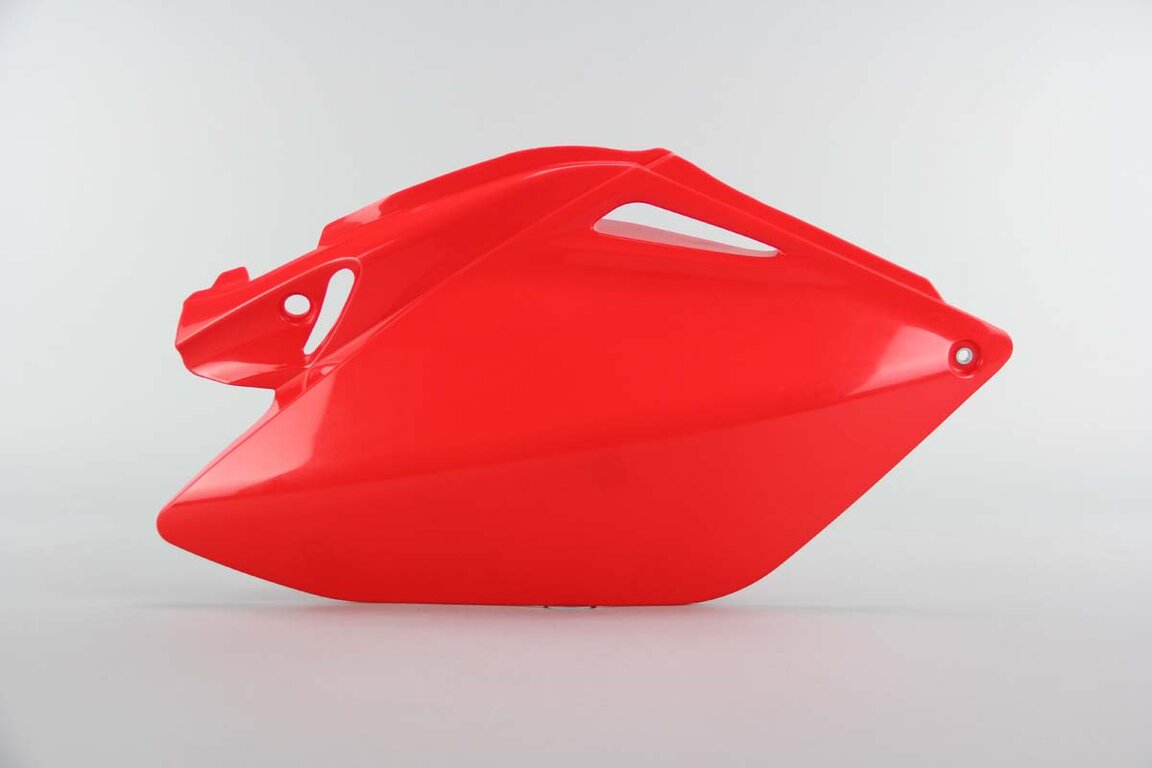 Right Side UFO Red Side Number Plates replacement plastics for 06-09 Honda CRF250 dirt bikes.