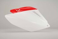 Right Side Polisport White / Red Side Number Plates replacement plastics for 06-09 Honda CRF250 dirt bikes.