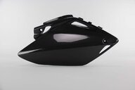 Right Side UFO Black Side Number Plates replacement plastics for 05-06 Honda CRF450 dirt bikes.