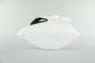 Left Side Polisport White Side Number Plates replacement plastics for 06-09 Yamaha YZ250F, YZ450F dirt bikes.