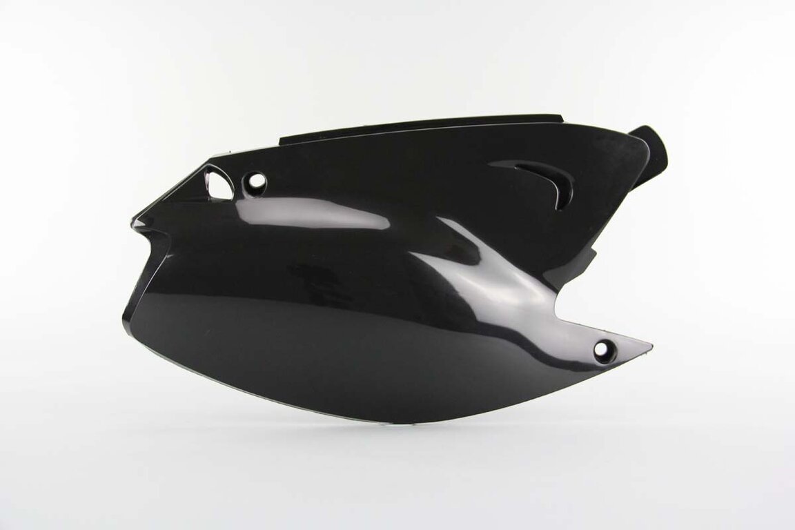 Right Side Polisport Black Side Number Plates replacement plastics for 03-07 Kawasaki KX dirt bikes.