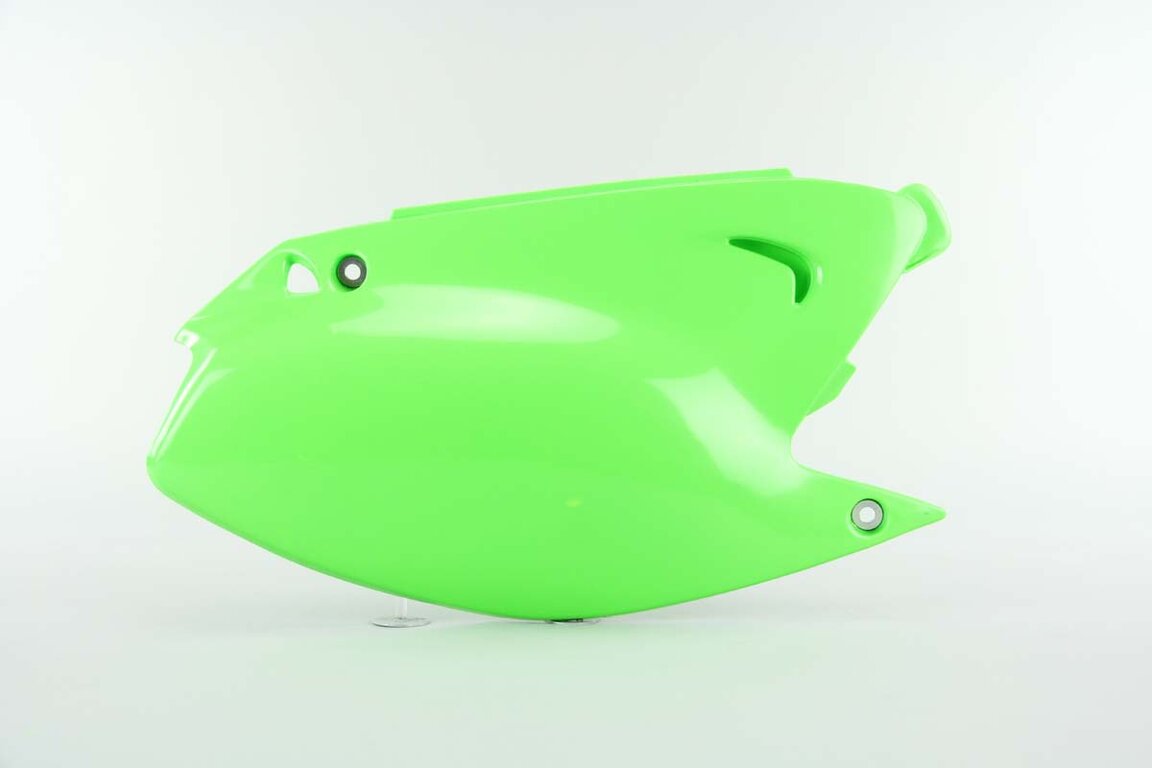 Right Side UFO Green Side Number Plates replacement plastics for 03-07 Kawasaki KX dirt bikes.