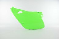 Left Side UFO Green Side Number Plates replacement plastics for 92-93 Kawasaki KX dirt bikes.