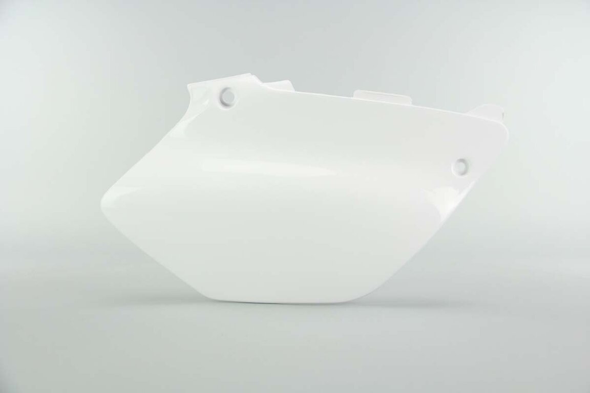 Right Side Polisport White Side Number Plates replacement plastics for 02-14 Yamaha YZ125, YZ250 dirt bikes.