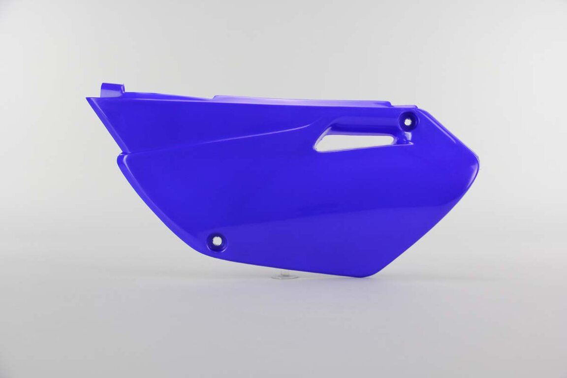 Left Side UFO Blue Side Number Plates replacement plastics for 02-14 Yamaha YZ85 dirt bikes.