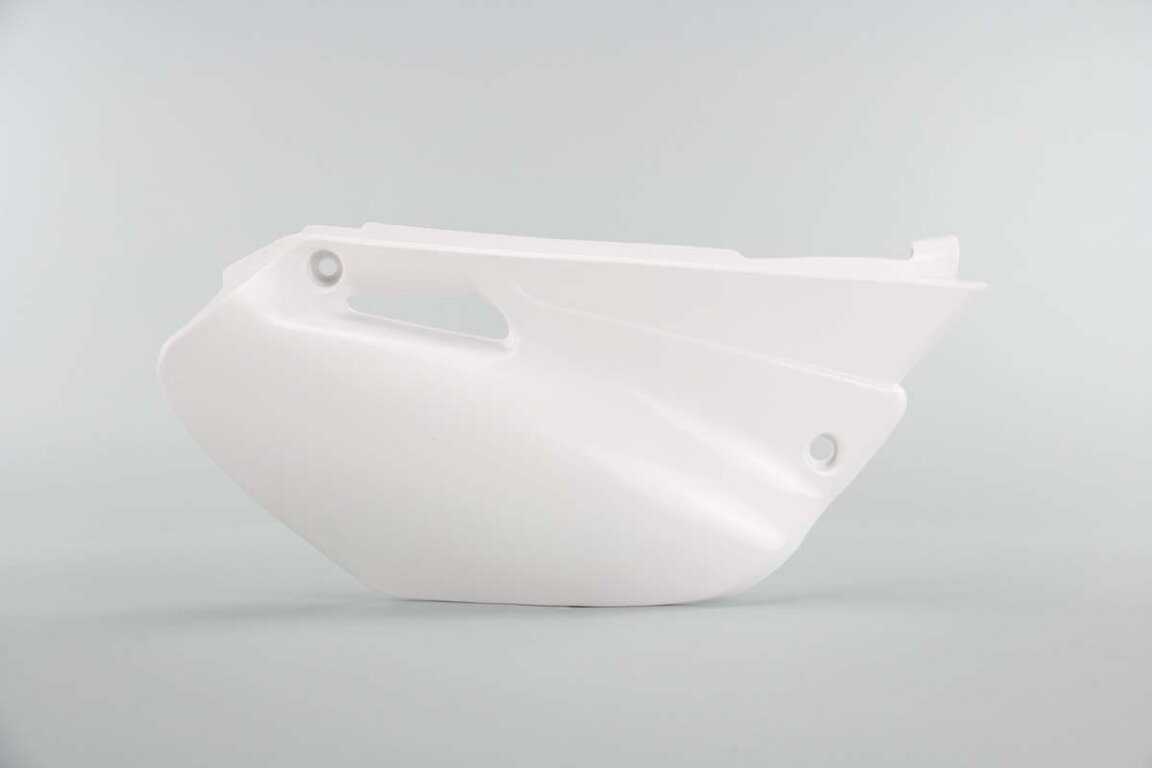 Right Side UFO White Side Number Plates replacement plastics for 02-14 Yamaha YZ85 dirt bikes.