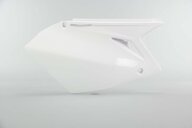 Right Side Polisport White Side Number Plates replacement plastics for 07 Suzuki RMZ450 dirt bikes.