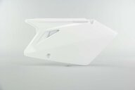 Left Side Polisport White Side Number Plates replacement plastics for 07 Suzuki RMZ450 dirt bikes.