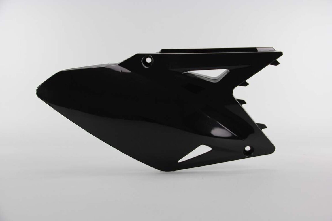 Right Side Polisport Black Side Number Plates replacement plastics for 08-17 Suzuki RMZ450 dirt bikes.