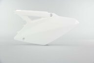 Left Side Polisport White Side Number Plates replacement plastics for 08-17 Suzuki RMZ450 dirt bikes.