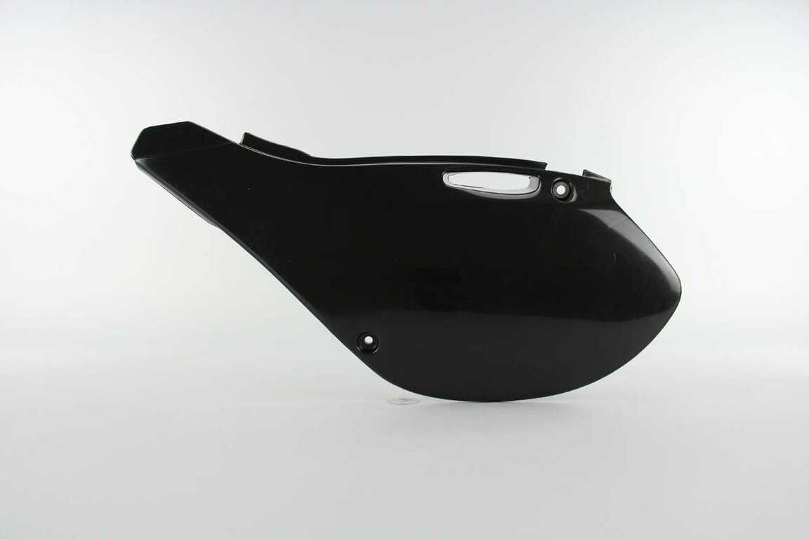 Left Side Polisport Black Side Number Plates replacement plastics for 99-02 Kawasaki KX dirt bikes.