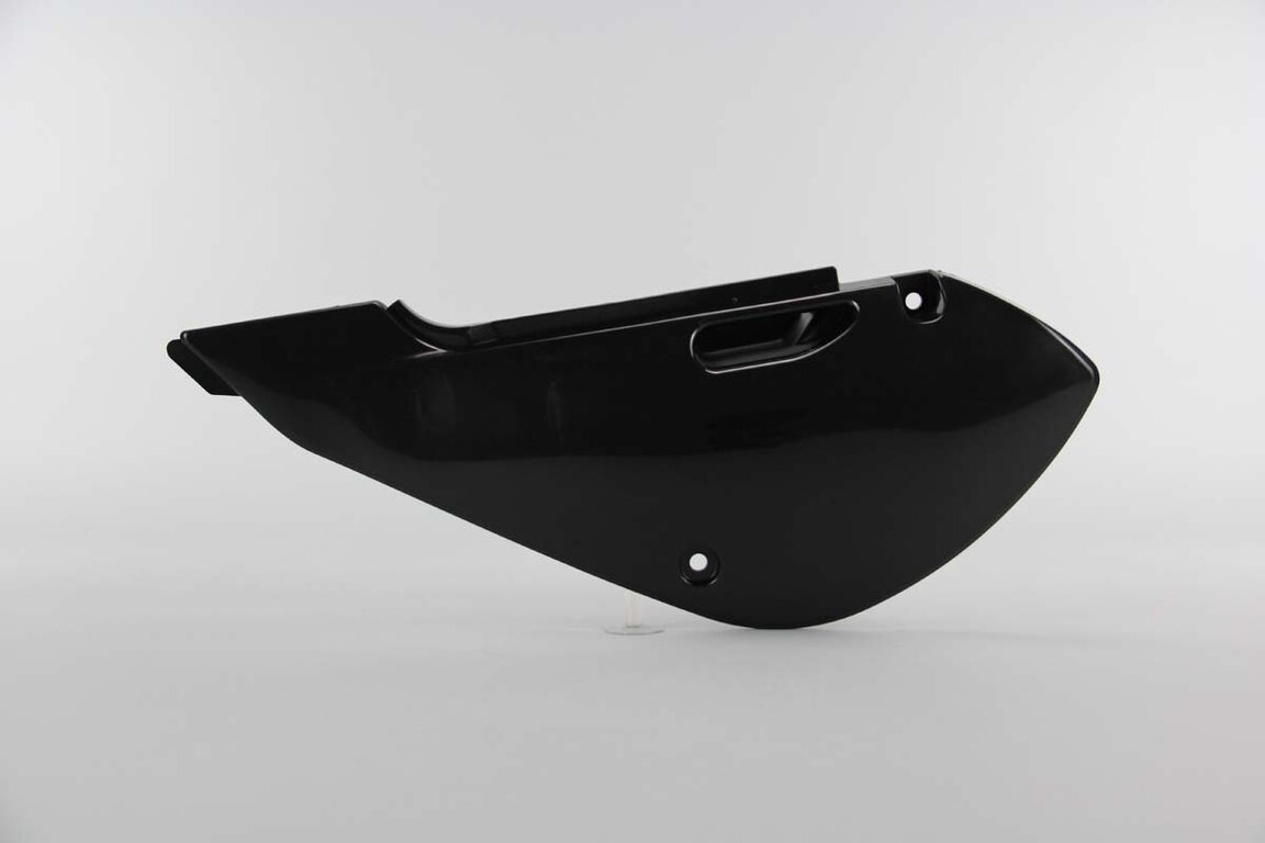 Left Side UFO Black Side Number Plates replacement plastics for 00-25 Kawasaki, Suzuki KLX110, KX65, RM65 dirt bikes.