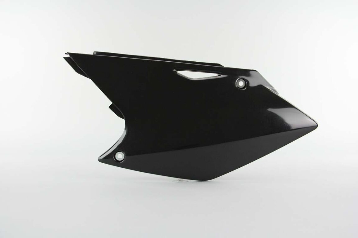 Left Side UFO Black Side Number Plates replacement plastics for 04-06 Kawasaki, Suzuki KX250F, RMZ250 dirt bikes.