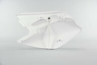 Right Side Polisport White Side Number Plates replacement plastics for 06-08 Kawasaki KX450F dirt bikes.