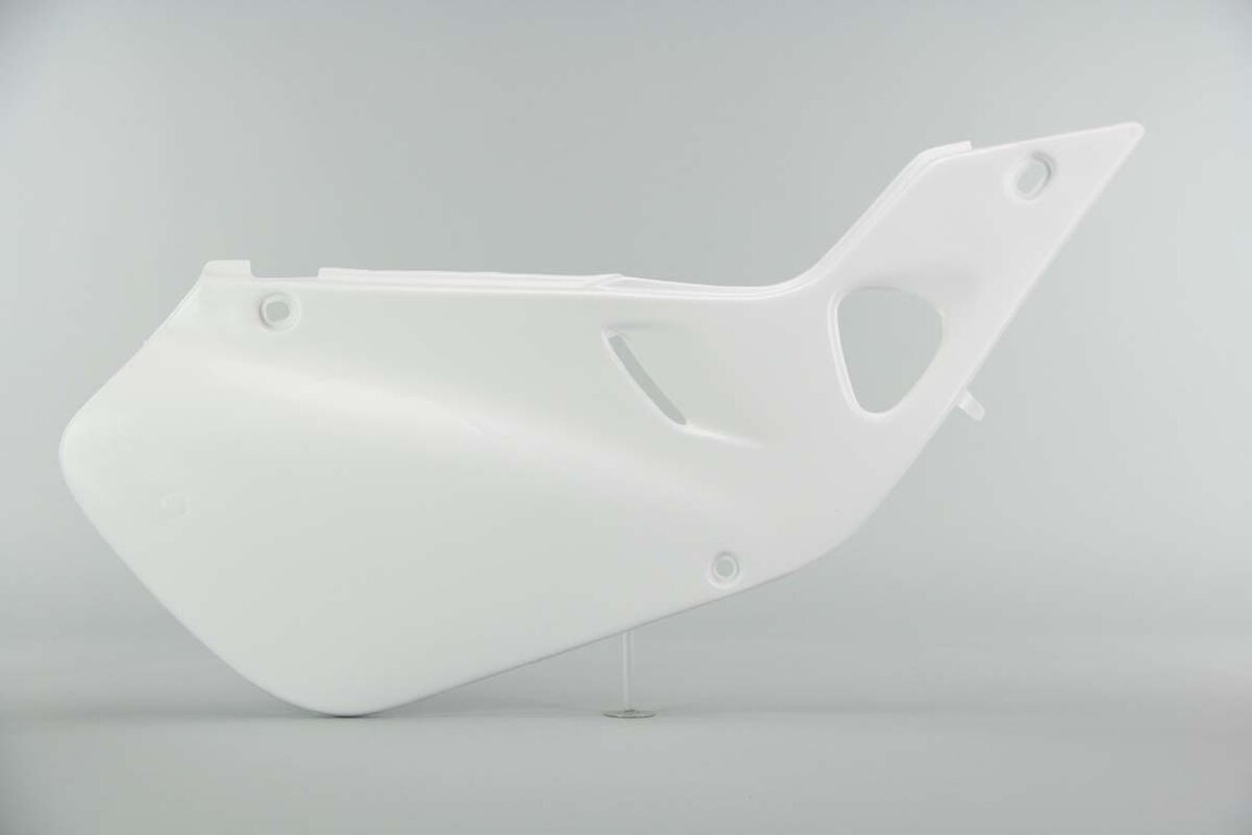 Right Side Polisport White Side Number Plates replacement plastics for 97-99 Honda CR125, CR250 dirt bikes.