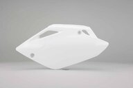 Left Side Polisport White Side Number Plates replacement plastics for 07-25 Honda CRF150 dirt bikes.