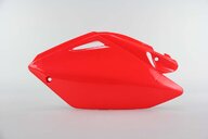 Left Side UFO Red Side Number Plates replacement plastics for 04-05 Honda CRF250 dirt bikes.