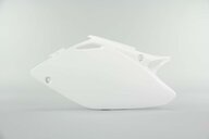 Left Side Polisport White Side Number Plates replacement plastics for 02-04 Honda CRF450 dirt bikes.