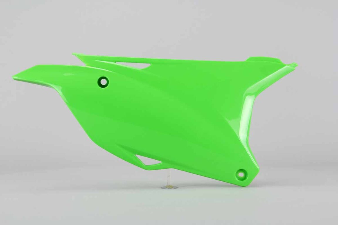 Right Side UFO Green Side Number Plates replacement plastics for 14-25 Kawasaki KX100, KX112, KX85 dirt bikes.