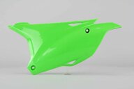 Left Side UFO Green Side Number Plates replacement plastics for 14-25 Kawasaki KX100, KX112, KX85 dirt bikes.